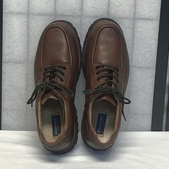 Dockers Brown Glacier Leather Lace-Up Slip Resistant Loafers 12 Stain Defender - Picture 8 of 13